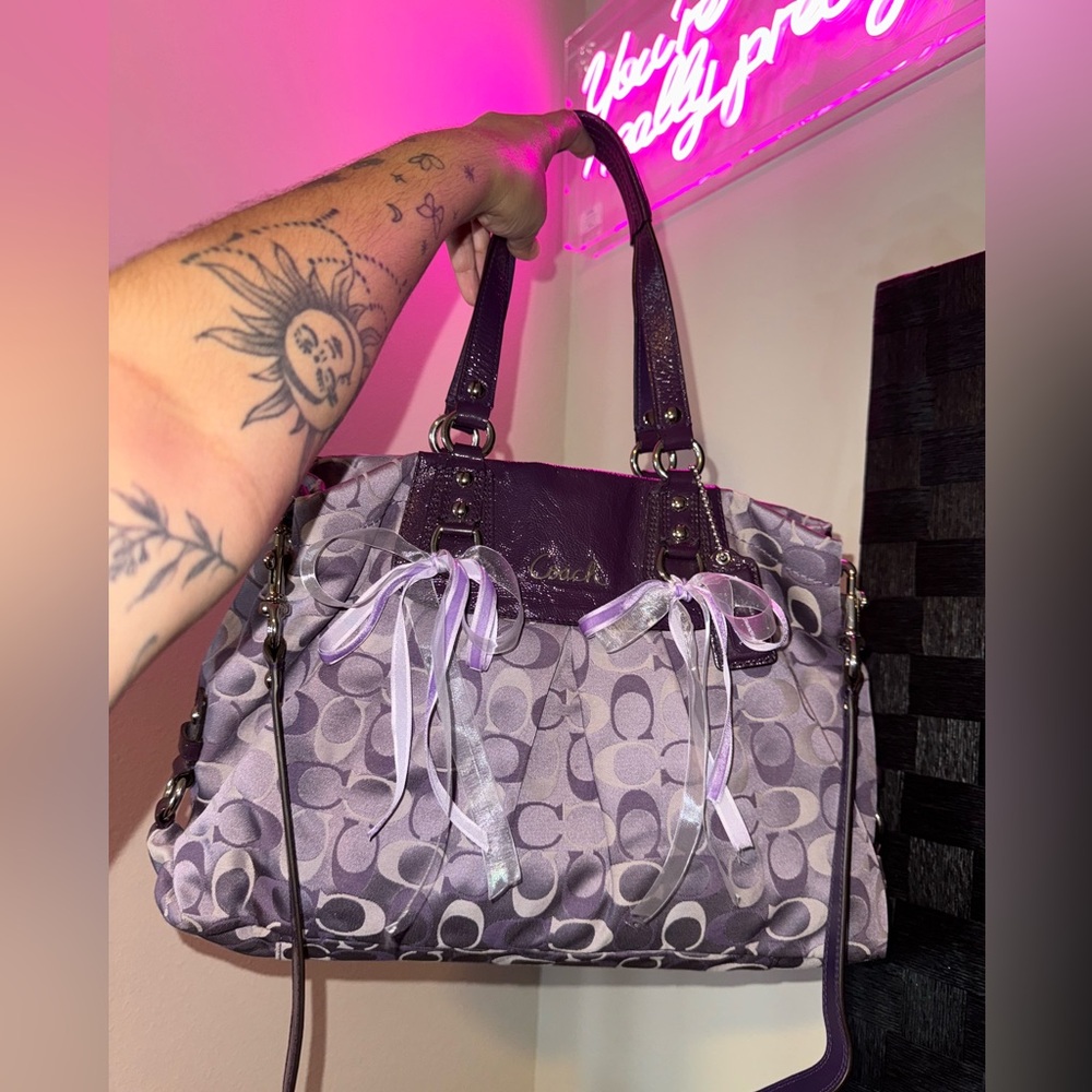 Coach Purple Signature Tote Bag